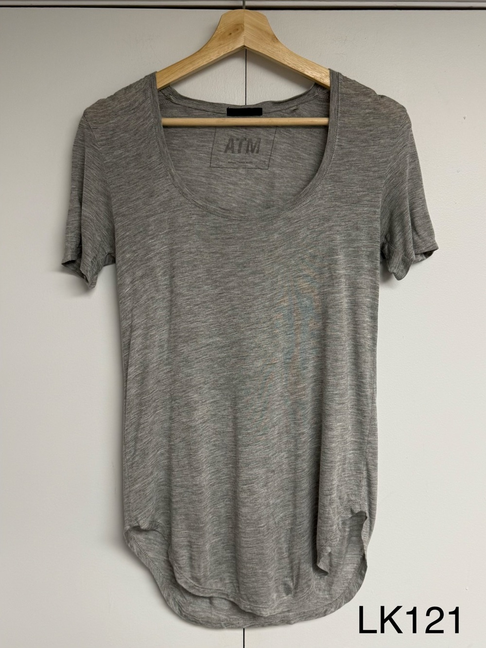 ATM Anthony Thomas Melillo Heather Gray Scoop Neck Tee Size